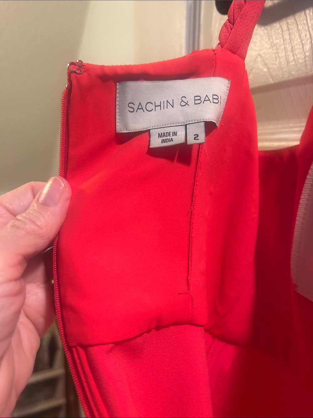 Sachin + Babi Coral-Red Braided-Strap Mini Dress